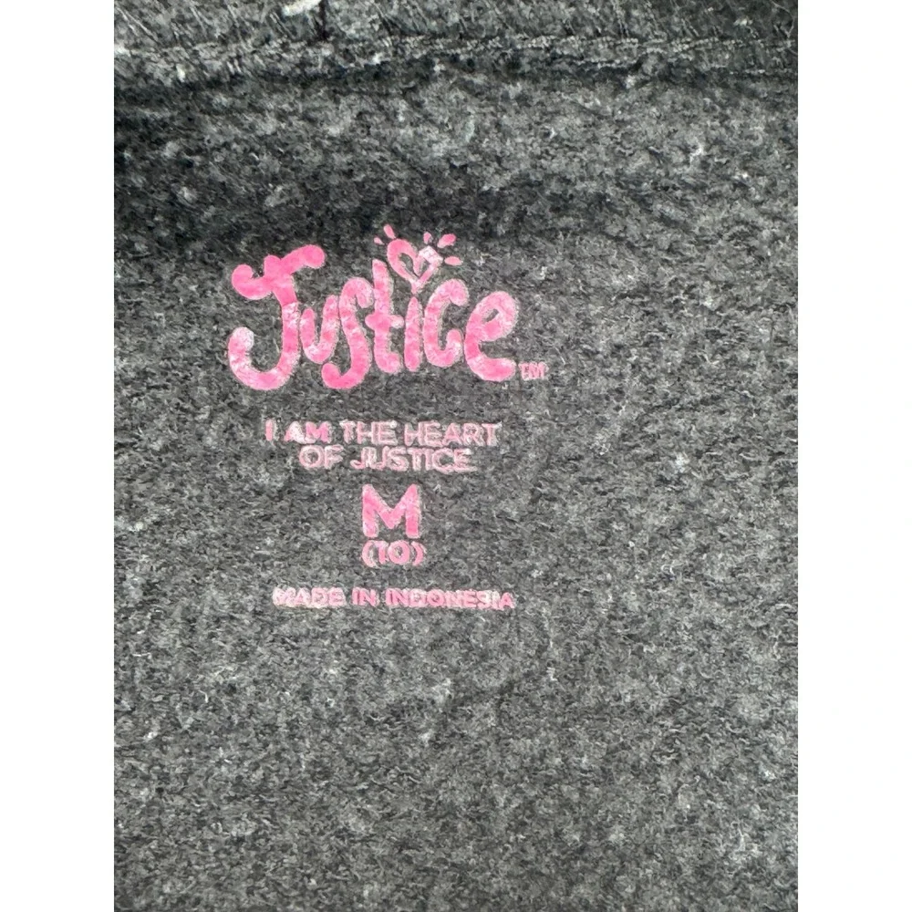 Justice Girls Black Hoodie‎ Pullover Glitter Graphic Logo Size M 10
